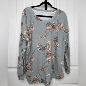 Maurices Grayish Blue Floral Long Sleeve Top